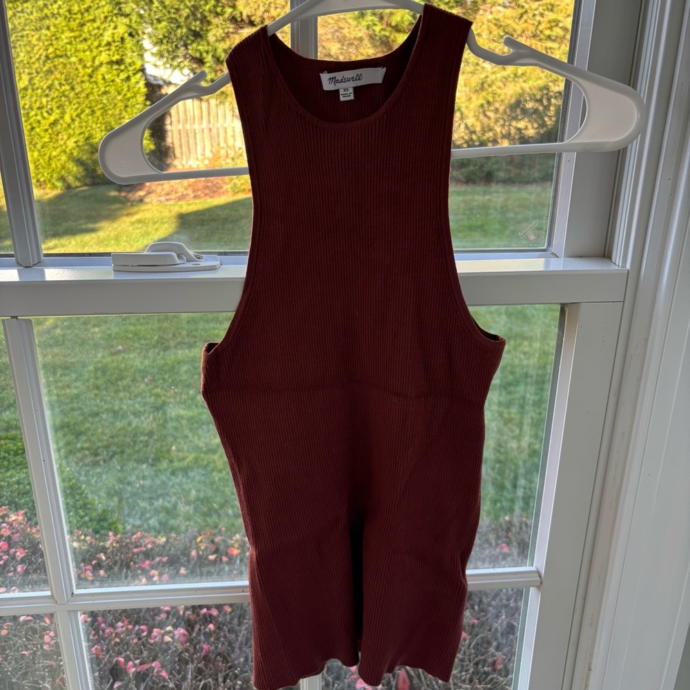 Madewell Red Knit Ribbed Tank Top